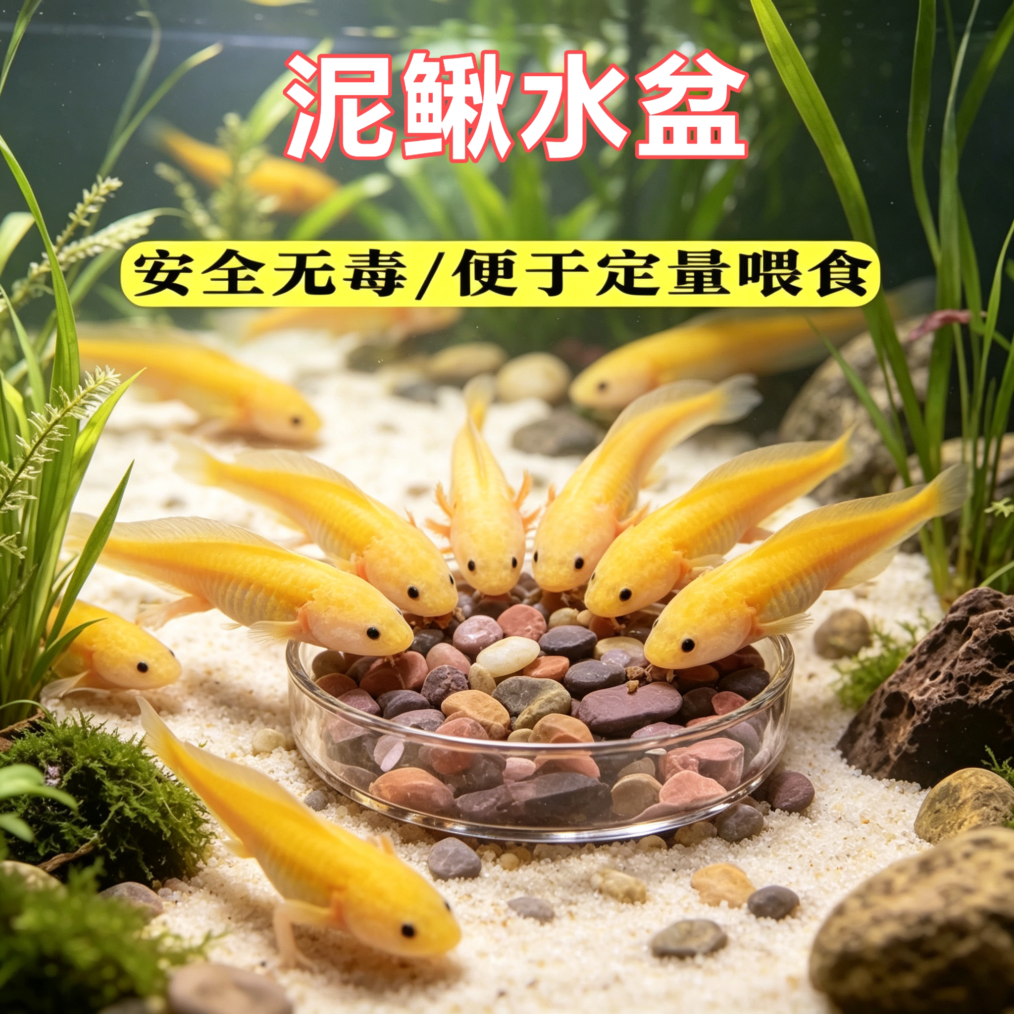 黄金泥鳅专用水盆食盆喂食器定点喂食饲养箱造景装饰懒人神器鱼食