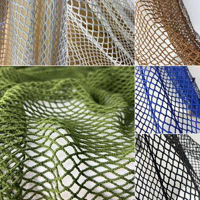 菱形棉麻粗犷大网孔布料渔网纱布