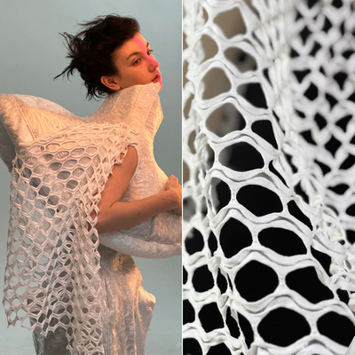 超大圆形网眼镂空立体网纱布料