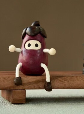 爱生气的小茄宝/可爱治愈实木桌面摆件紫气东来小鸭泳圈创意礼物