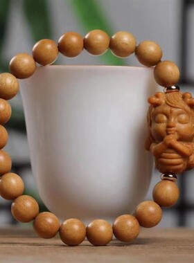 芭比檀香8mm单圈手串配度母观音佛珠文玩手链奶香味檀木女士