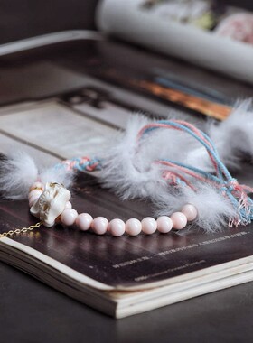 D078凤九 原创设计天然猛犸牙女王贝羽毛手炼女款小众高级感轻奢