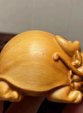 崖柏木雕龙龟手把件木质文玩雕刻小摆件茶宠动物富甲天下富甲一方