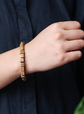 绿檀木小方块手链文玩绕指柔方糖珠转运手串女佛珠盘玩念珠男配饰