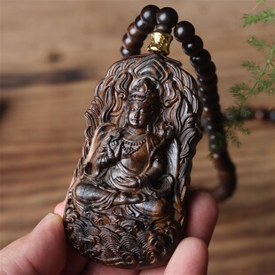 沉香木佛牌大势至菩萨吊坠项炼生肖马守护神本命年汽车挂件装饰品
