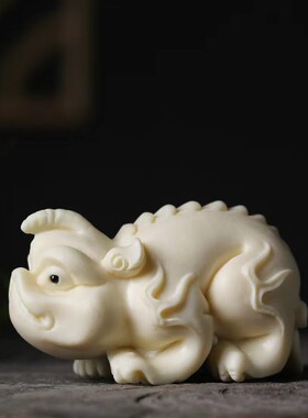 象牙果独角兽牛柄件微景观珠宝汽车中控台装饰品中国风茶宠物