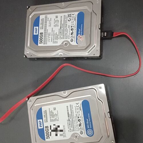 议价西数500g机械硬盘2个，WD5000AAKX，可维修