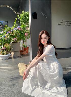 烈儿Lierkiss【西西里小姐】莱赛尔拼接蕾丝钻刺绣拼接连衣裙443