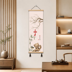 家居高档雅致新中式喜上眉梢花鸟挂画茶室书房玄关背景墙面装饰画