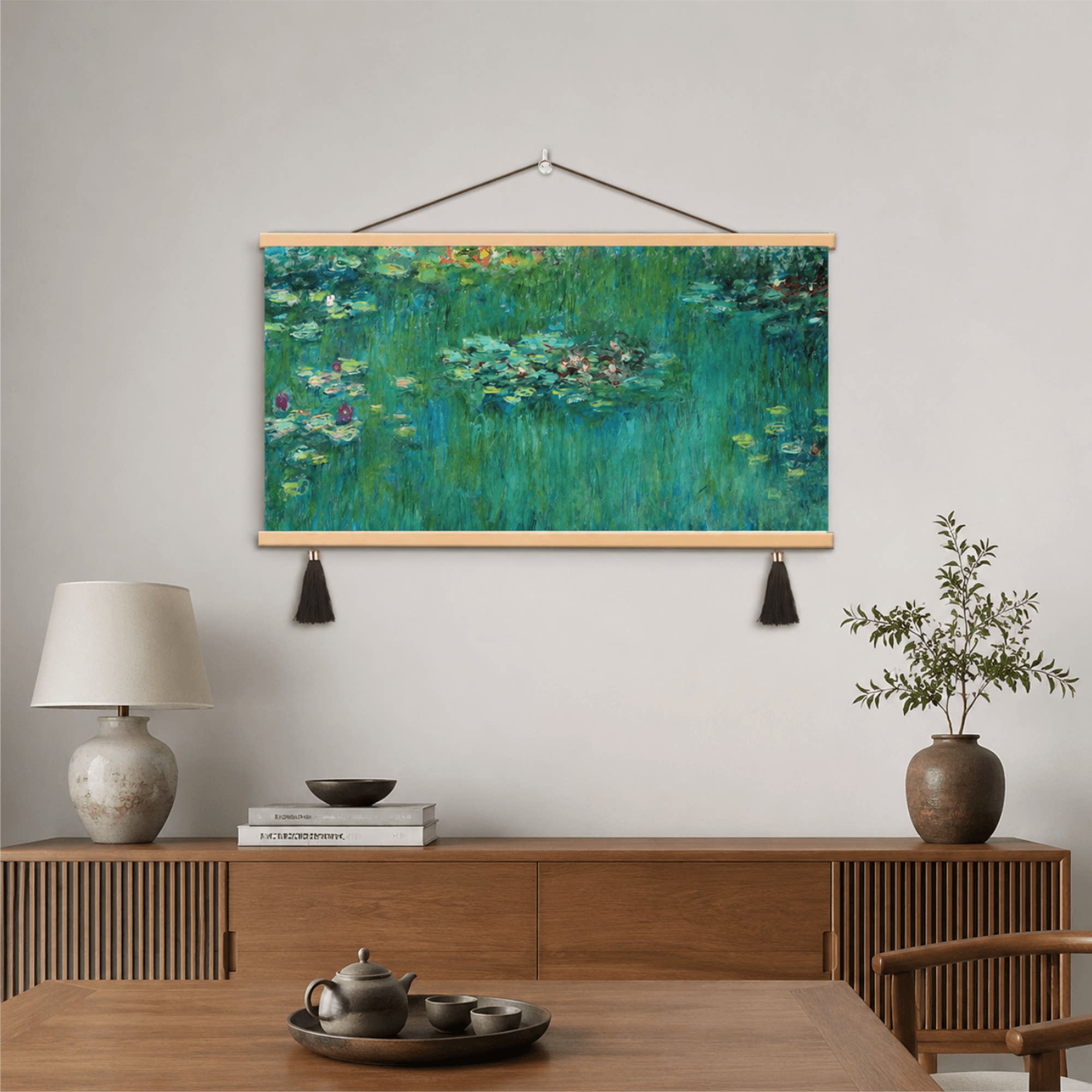 莫奈睡莲油画装饰挂画客厅餐厅玄关书房卧室墙面轻奢大气家居装饰