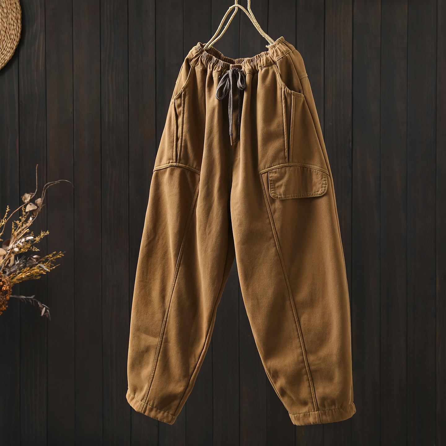 裤子2025新款今年流行爆款秋冬季加绒加厚宽松慵懒风时尚哈伦长裤