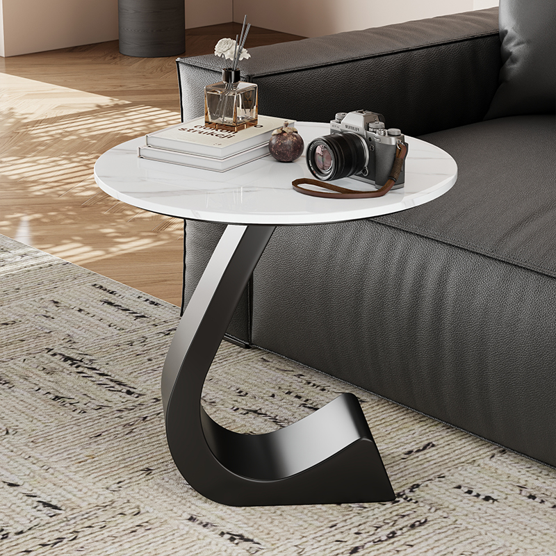 家用客厅沙发小边几轻奢现代简约岩板茶几高级感床头圆桌创意边桌