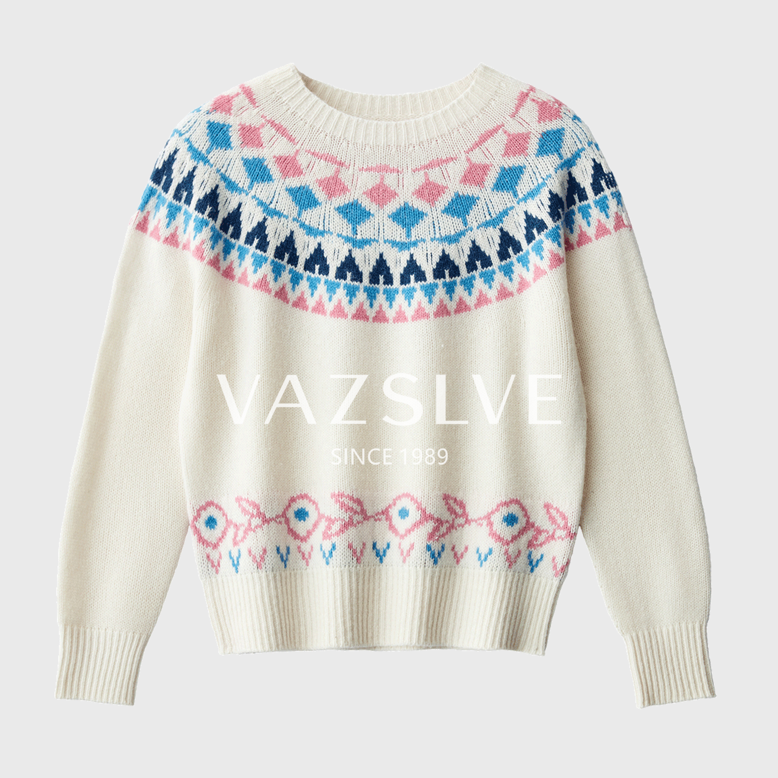 【100%绵羊毛】费尔岛提花点子纱毛衣撞色氛围感打底上衣秋冬外穿