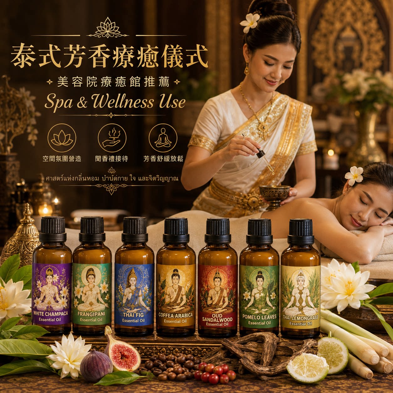 泰国天然植物香薰精油七脉疗愈嗅吸闻香礼美容院扩香机按摩馆spa