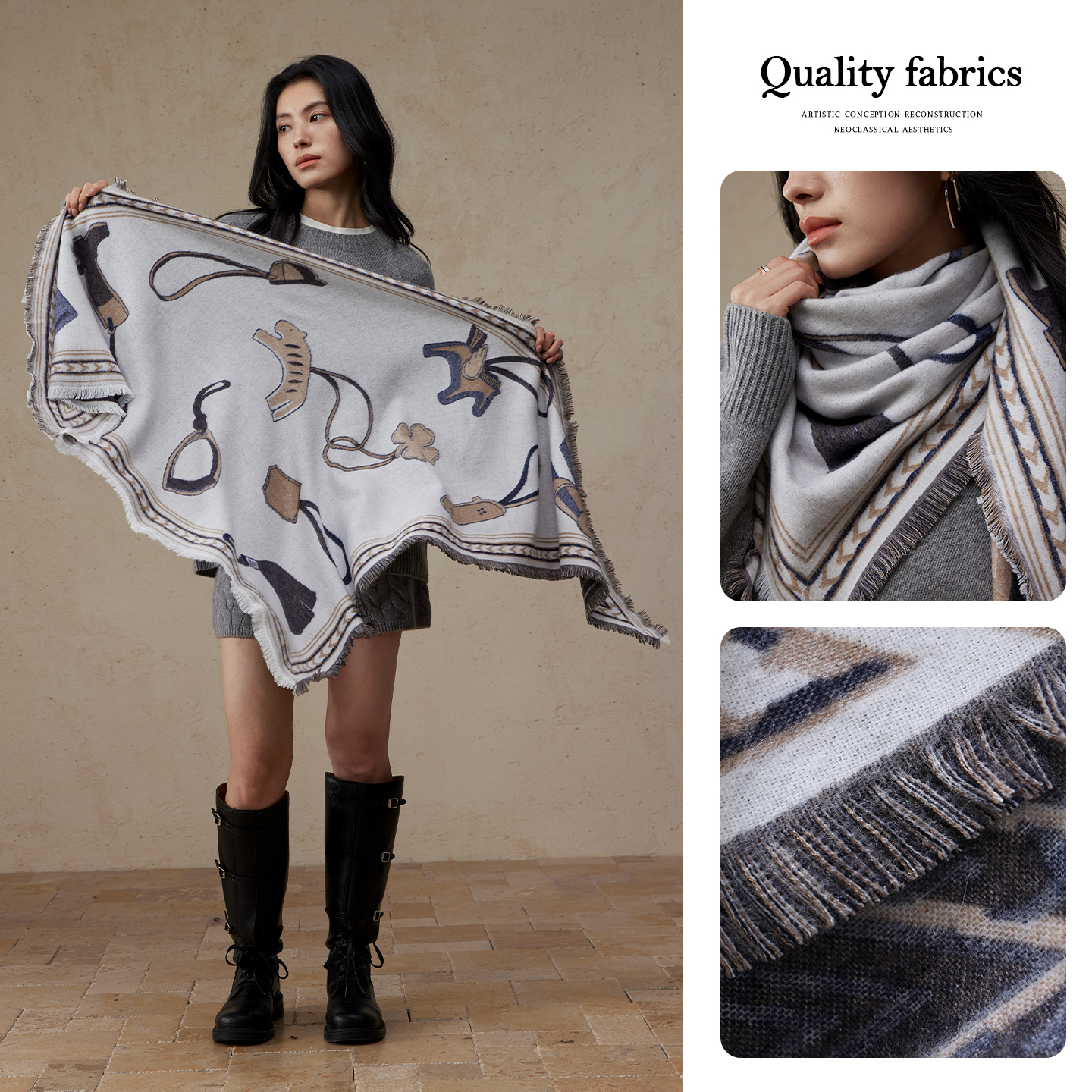 盈妹优雅三角围巾披肩女外搭保暖