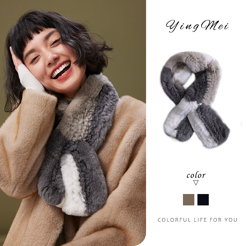 盈妹獭兔毛皮草围脖百搭冬季情侣