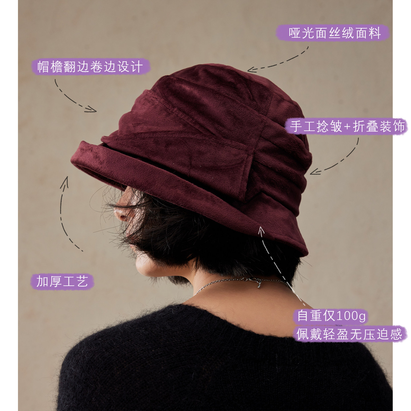 盈妹黑天鹅丨优雅丝绒千金礼帽冬季加厚保暖帽子女士渔夫帽赫本风,服饰配件/皮带/帽子/围巾,帽子,淘宝优惠券,粉丝福利购,淘宝优惠卷