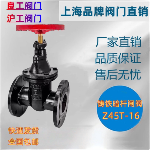 上海沪工良工凯工双恒Z45W-16铸铁暗杆HT200硬密封法兰水排污闸阀