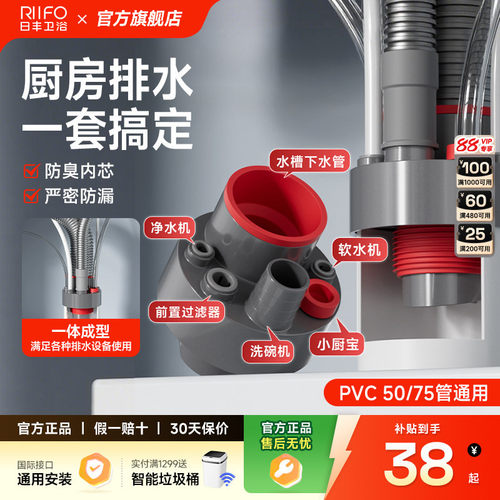 日丰厨房下水管三头通
