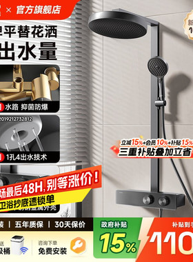 日丰枪灰色U9淋浴花洒套装家用全铜水路增压浴室卫浴白色花洒F3