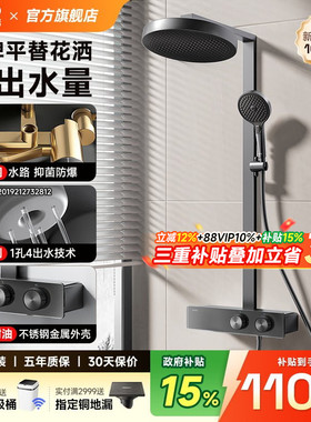 百亿日丰枪灰色汉斯淋浴花洒套装家用全铜白色增压浴室卫浴花洒F3