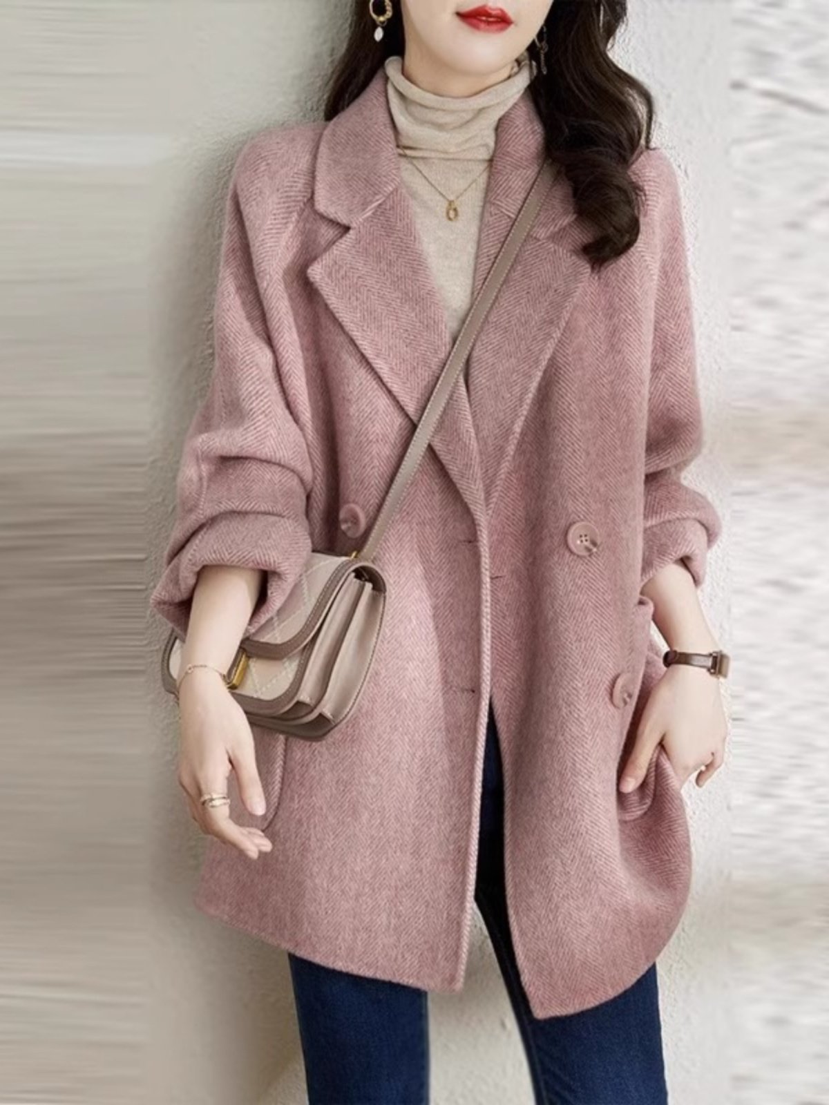 中长款毛呢外套加厚秋冬2025新款高级感女装小个子冬季双面绒大衣