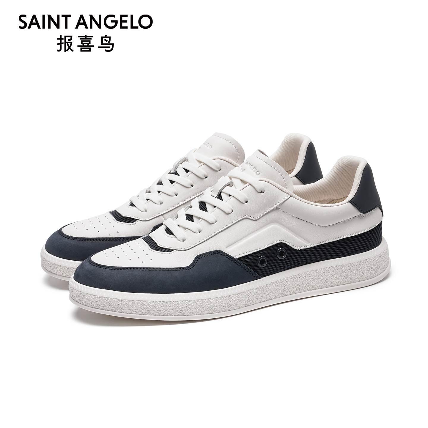 【商场同款】报喜鸟男鞋2026新款男士真皮小白鞋潮流百搭休闲板鞋