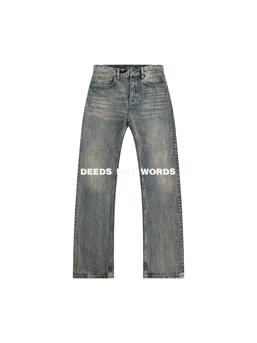DEEDSNOTWORDS竹节纹牛仔裤