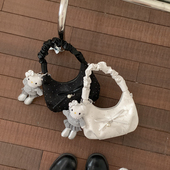 百搭结褶皱ins女士设计饺子包时尚 韩系小众斜挎包2026春季 新款 潮