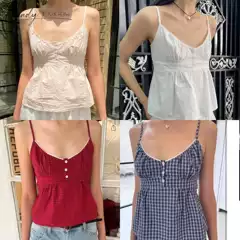 Brandy Bm American Casual Three-Button Pure Cotton Plaid Camisole Bm Hot Girl Vacation Style Outerwear Tank Top