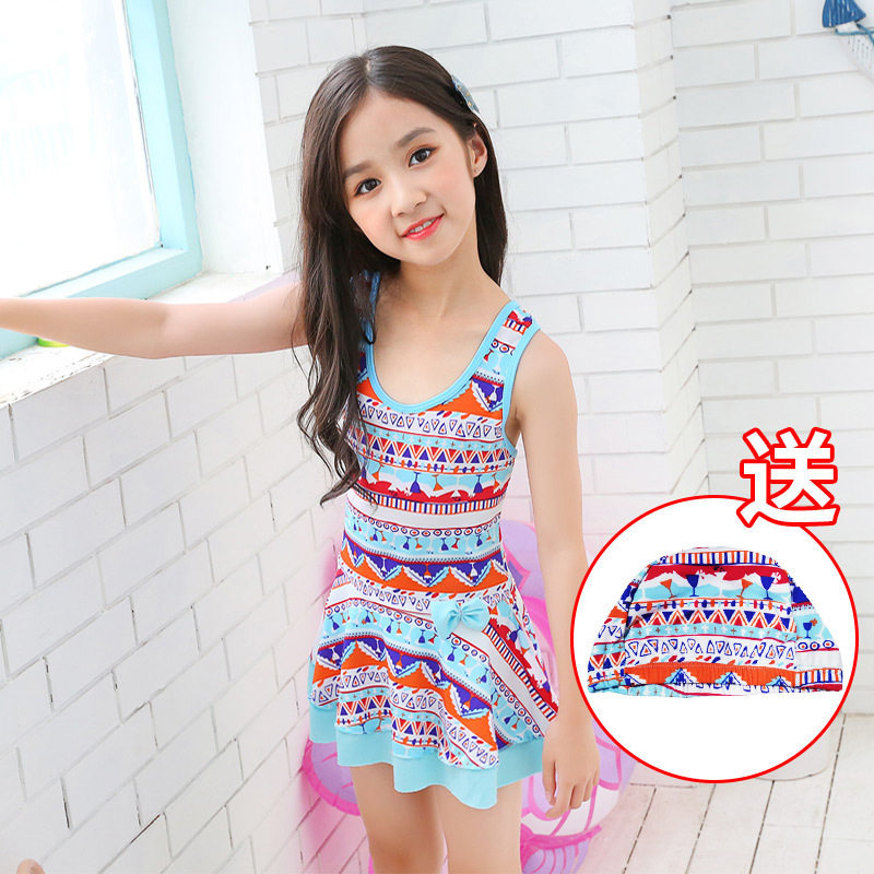 新款儿童泳衣女孩连体分体公主泳装女童女生可爱舒适花纹泳裙