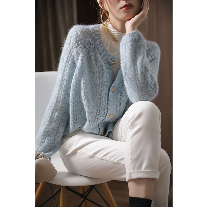 프렌치 테일 상품 유출 여성 고급 브랜드 할인 오리지널 주문 철회 여성 게으른 스타일 니트 가디건 스웨터 재킷
