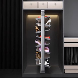 旋转鞋 柜 架360度家用衣帽间柜内置多层铝合金五金配件入户旋转鞋