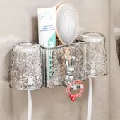 牙刷置物架免打孔刷牙杯挂架漱口杯挂墙壁挂式 兔子牙膏牙具收纳层