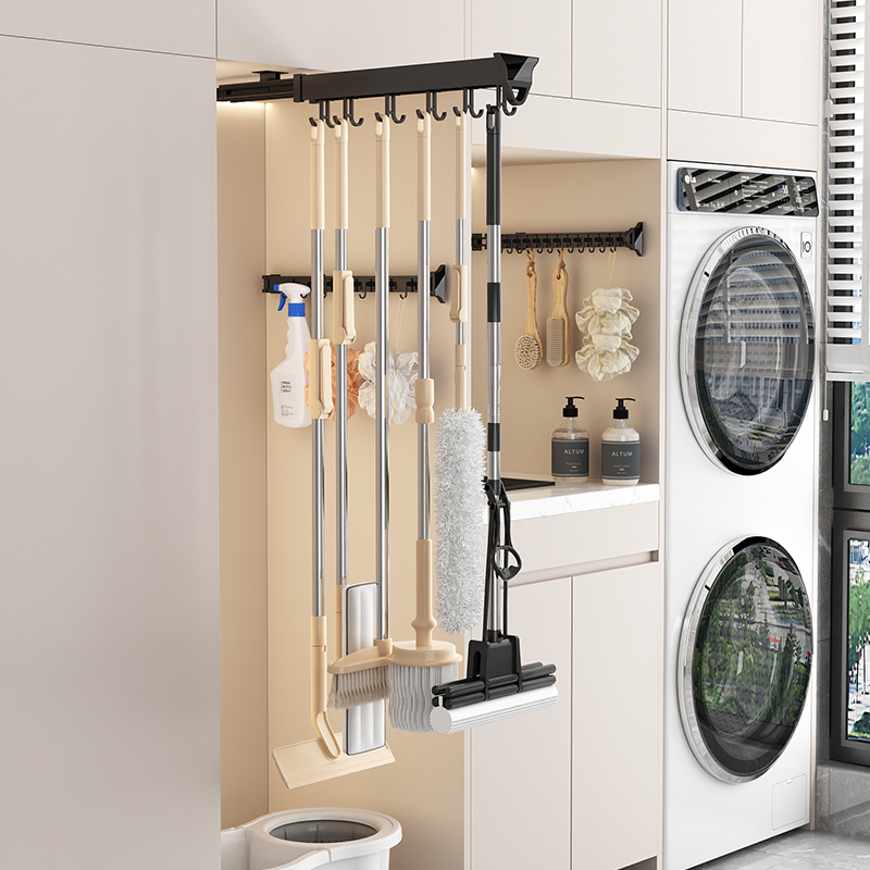 洗衣机抽拉衣架伸缩滑轨阳台拖把挂钩抽拉式收纳家政柜裤架拉轨道,基础建材,柜内裤架,淘宝优惠券,粉丝福利购,淘宝优惠卷