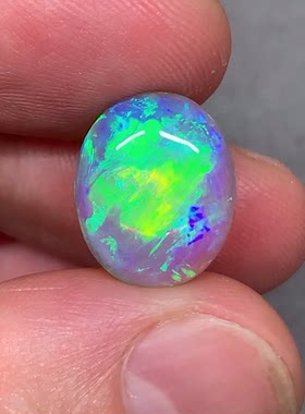 澳洲天然欧泊黑水晶欧泊极光澳宝项链戒指定制8ct 13.8*11.4*8mm