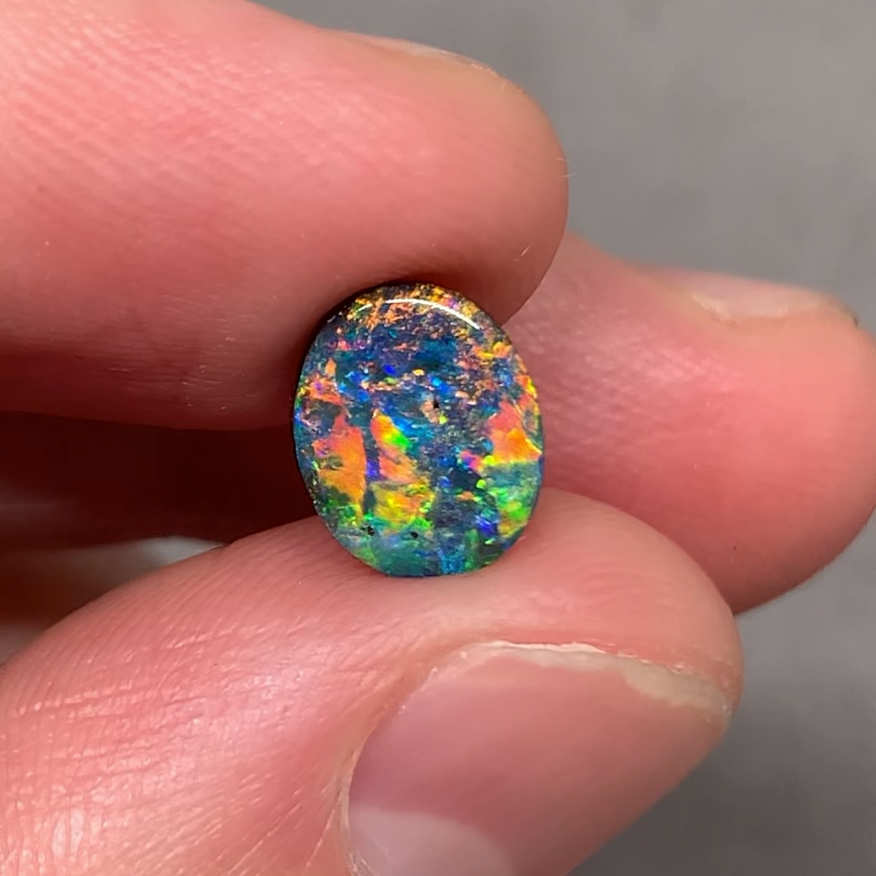 澳洲天然欧泊繁花多彩铁欧泊戒指吊坠定制1.93ct 9.1*7.1*3.4mm