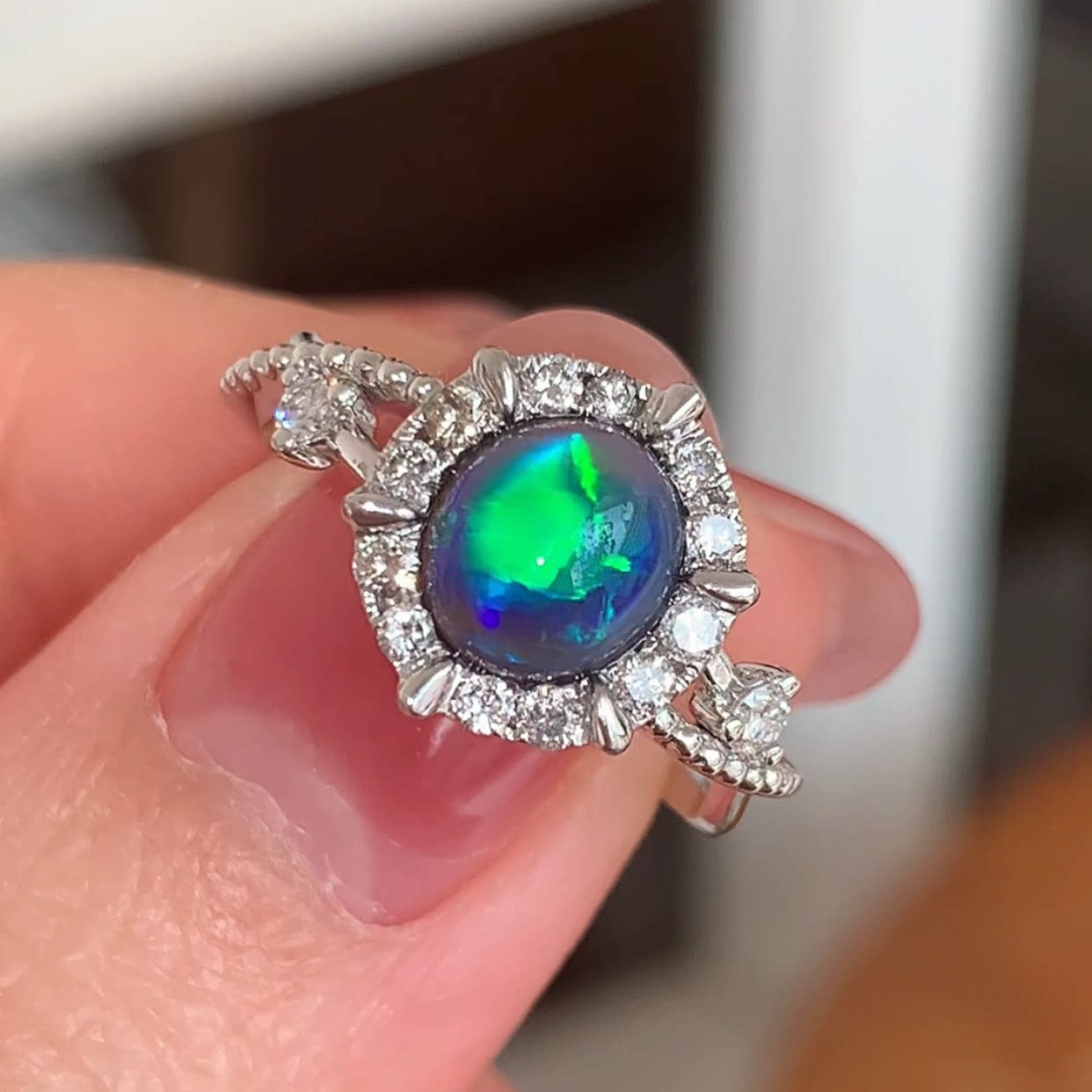 定制费参考(不含石)｜澳洲天然黑欧泊戒指18k金戒指女戒珠宝定制