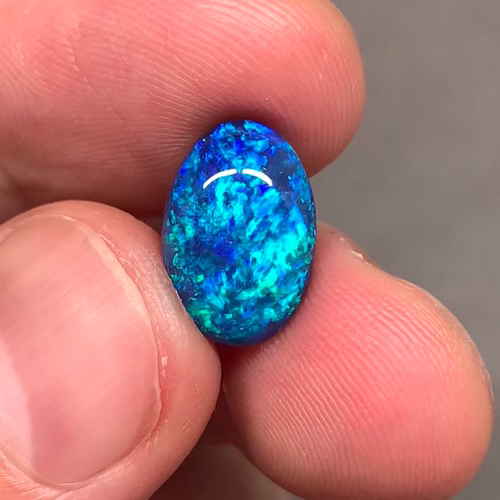澳洲天然欧泊高亮海洋蓝彩黑欧泊戒指吊坠定制3.58ct12.9*9*5.3mm