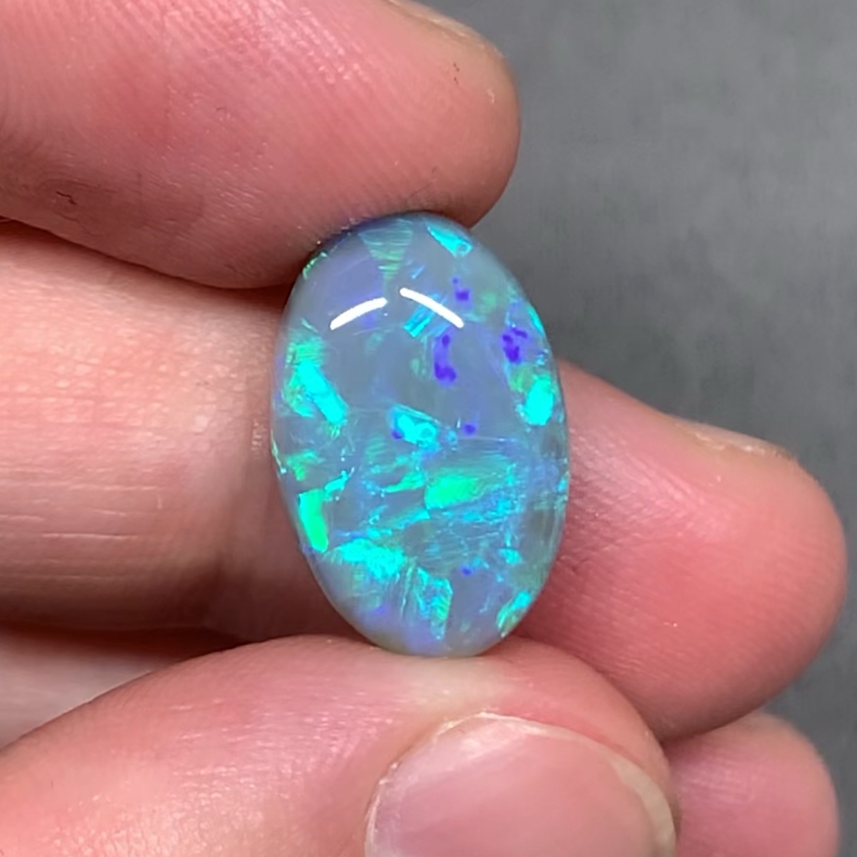 澳洲天然欧泊帕拉伊巴蓝彩黑欧泊戒指定制7.54ct 16.6*10.7*6.5mm