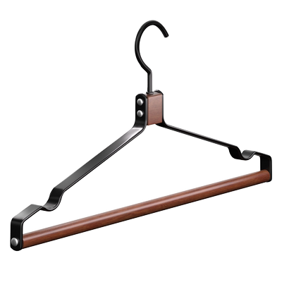 实木宽肩铁艺衣架轻奢家用无痕大衣西装架子裤夹榉木衣柜挂衣撑子