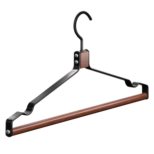 铁艺实木衣架带夹子无痕防肩角家用挂衣木质榉木裤夹宽肩大衣架子