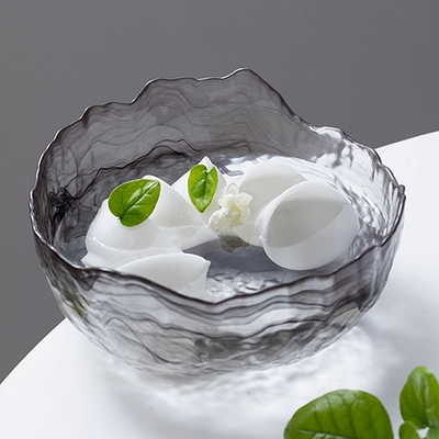 中式水墨风玻璃沙拉碗茶几水果盘