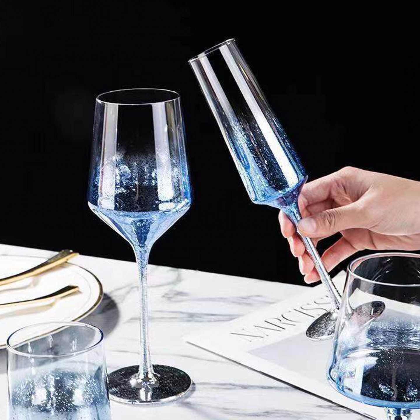 高颜值ins星空酒杯高脚杯家用水晶玻璃红酒杯套装香槟杯鸡尾酒杯