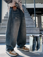 Штаны для мальчиков, осенние детские весенние прямые свободные джинсы, подходит для подростков