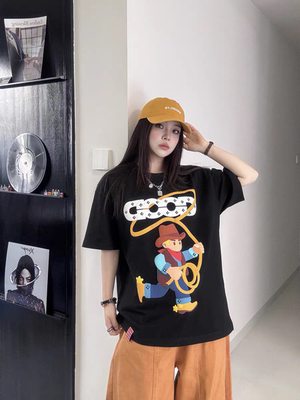 GOODBRAND M26SS 马年可爱发泡牛仔烫钻宝石轻奢短袖T恤 男女同款