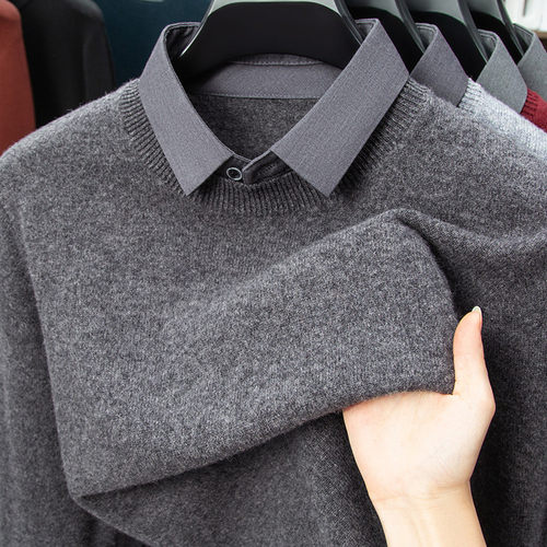 翻领标准通勤风套头休闲风针织衫/毛衣