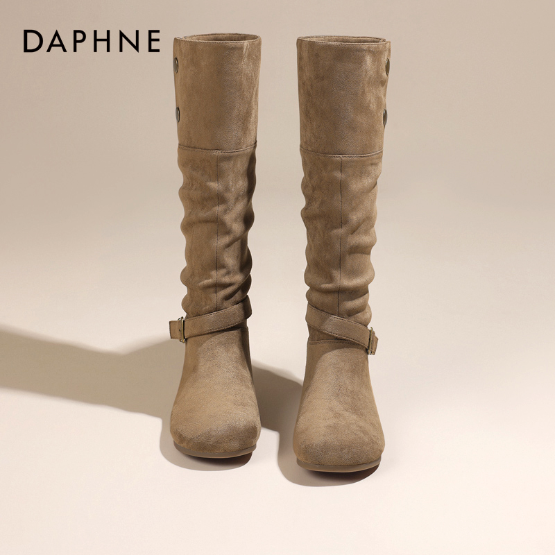 达芙妮官方旗舰店平底勃肯长筒靴