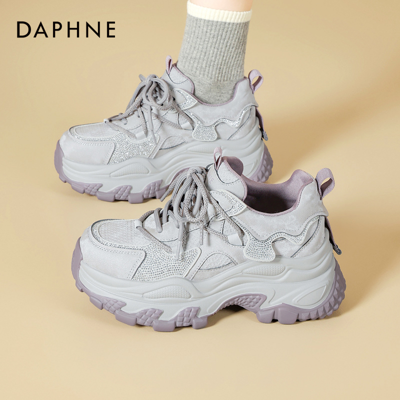 达芙妮官网女鞋！加绒厚底老爹鞋