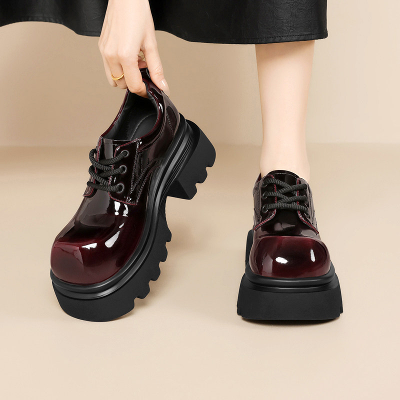 达芙妮大头皮鞋女2025新款春秋厚底增高复古单鞋百搭英伦风小皮鞋,女鞋,深口单鞋,淘宝优惠券,粉丝福利购,淘宝优惠卷